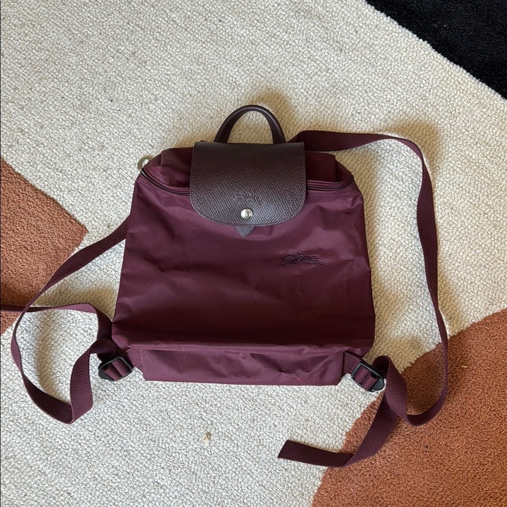 Longchamp Mini Le Pliage Green Recycled Canvas Backpack - Burgundy